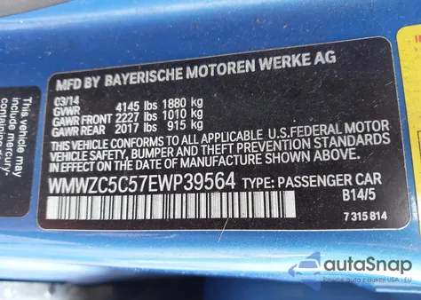 2014 Mini Countryman Cooper S z USA, uszkodzony, nr VIN WMWZC5C57EWP39564